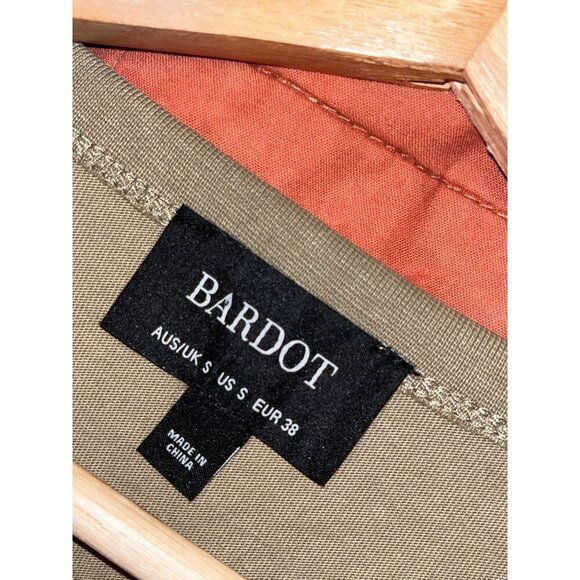 Bardot Toni Shoulder Pad Mini Dress In Olive Green Women size Small - Picture 14 of 16